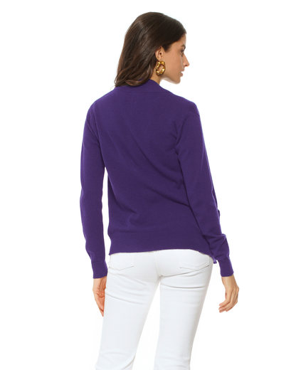 Oprah Daily - Women's Pure Cashmere Zip Cardigan Iris Purple
