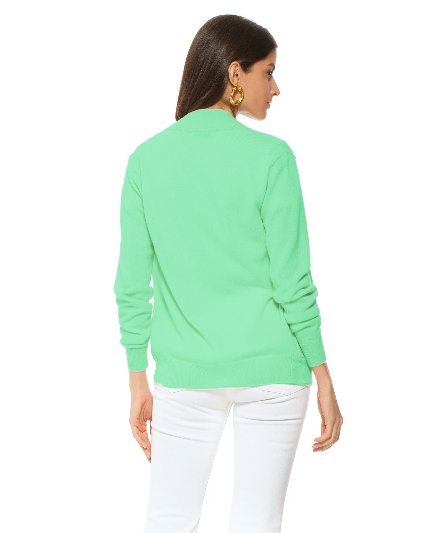 Oprah Daily - Women's Pure Cashmere Zip Cardigan Kiwi