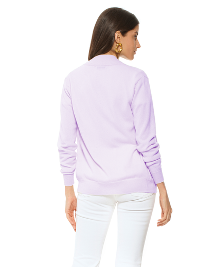 Oprah Daily - Women's Pure Cashmere Zip Cardigan Lilac