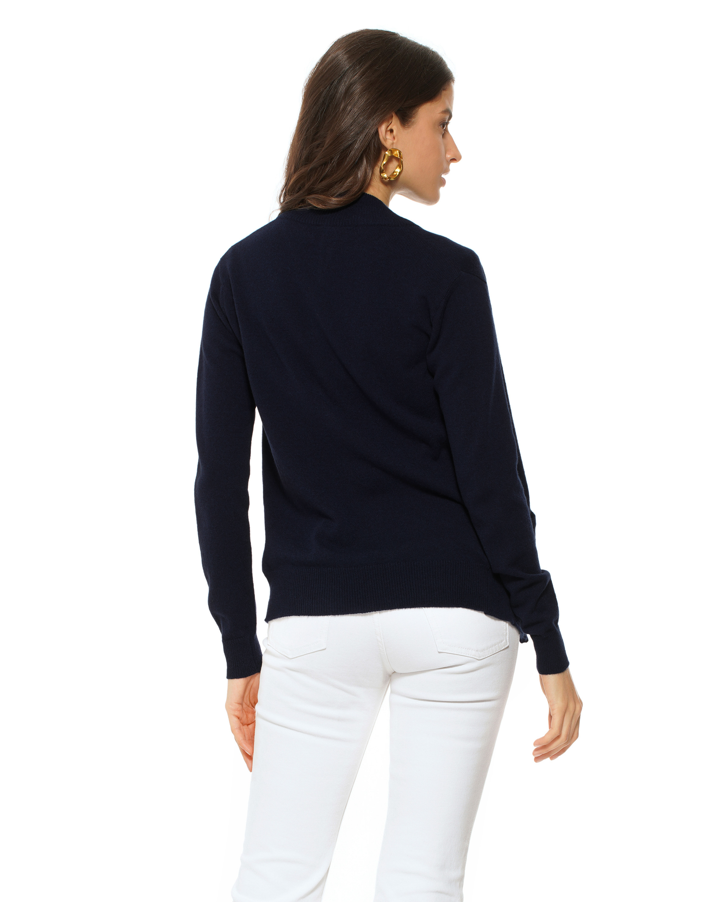 Oprah Daily - Women's Pure Cashmere Zip Cardigan Night Blue