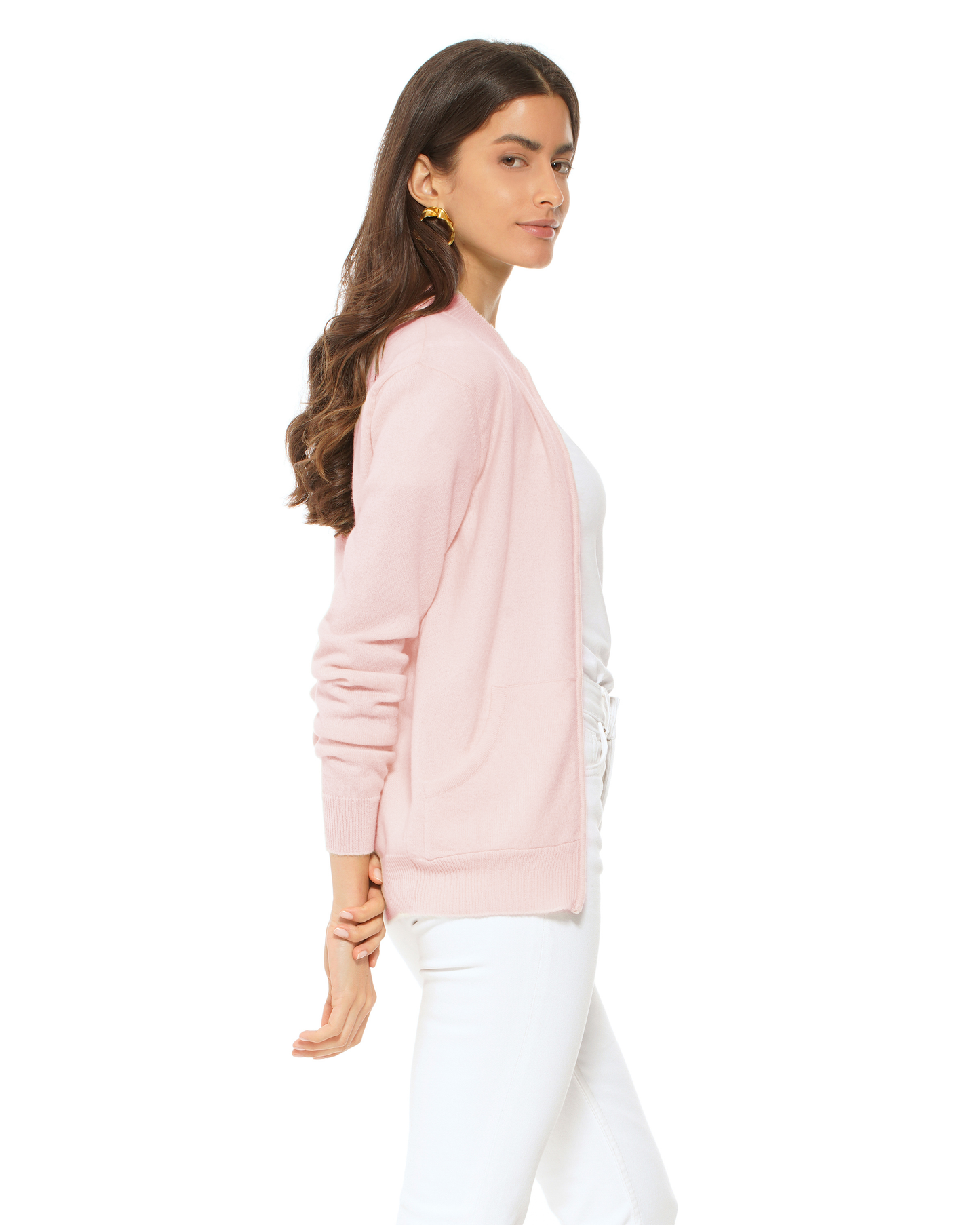 Oprah Daily - Women's Pure Cashmere Zip Cardigan Old Rose