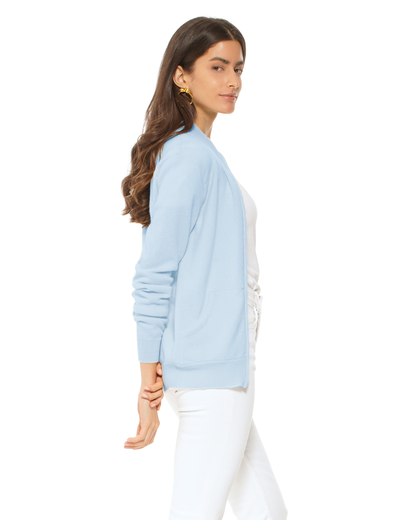 Oprah Daily - Women's Pure Cashmere Zip Cardigan Pastel Blue
