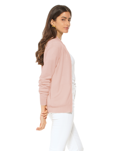Oprah Daily - Women's Pure Cashmere Zip Cardigan Peach