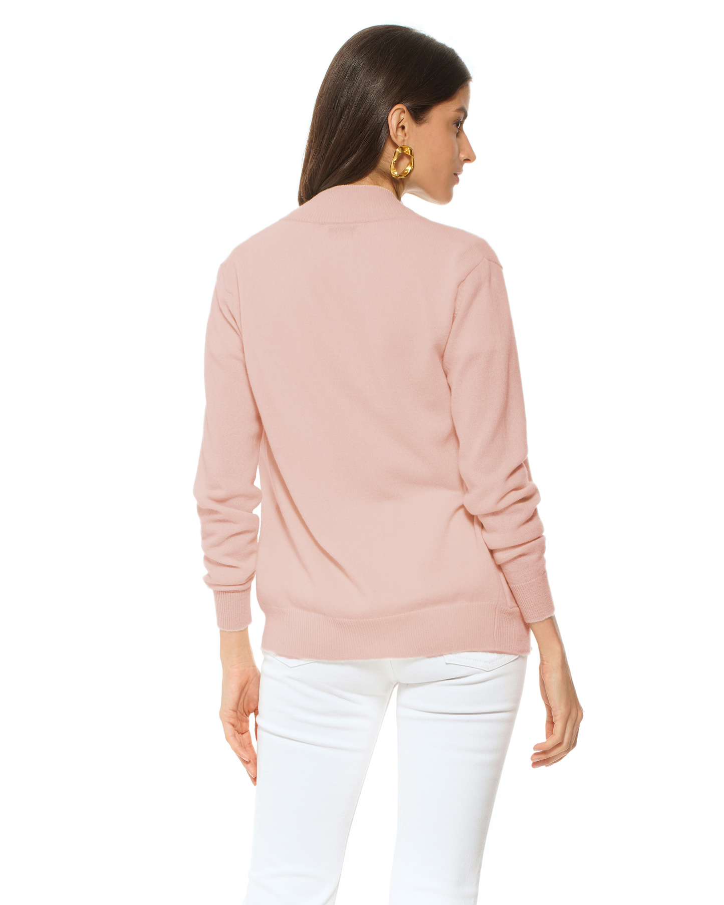 Oprah Daily - Women's Pure Cashmere Zip Cardigan Peach