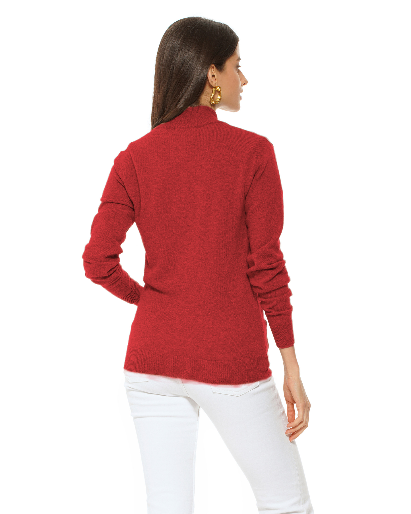 Oprah Daily - Women's Pure Cashmere Zip Cardigan Red