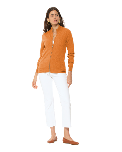 Oprah Daily - Women's Pure Cashmere Zip Cardigan Saffron