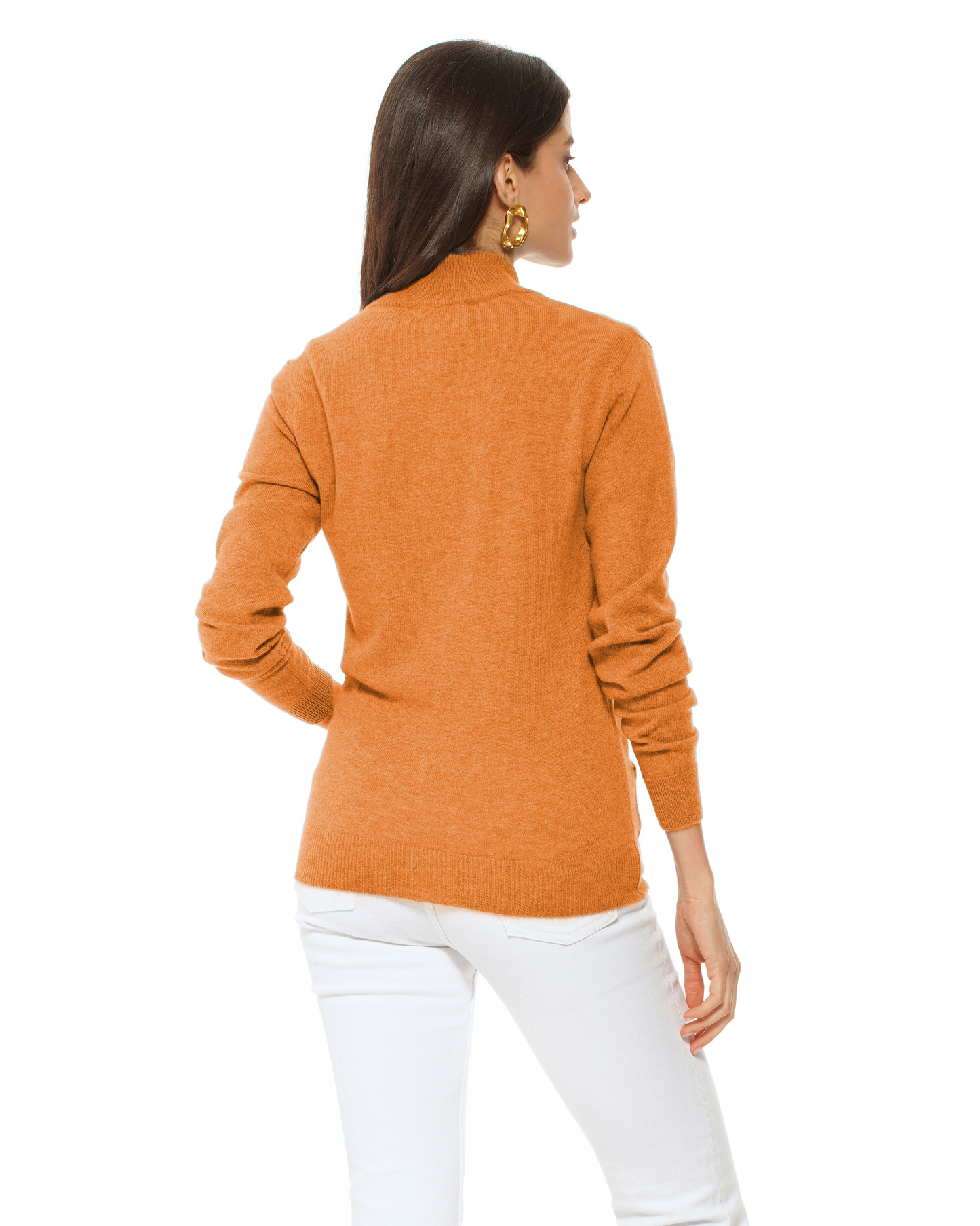 Oprah Daily - Women's Pure Cashmere Zip Cardigan Saffron