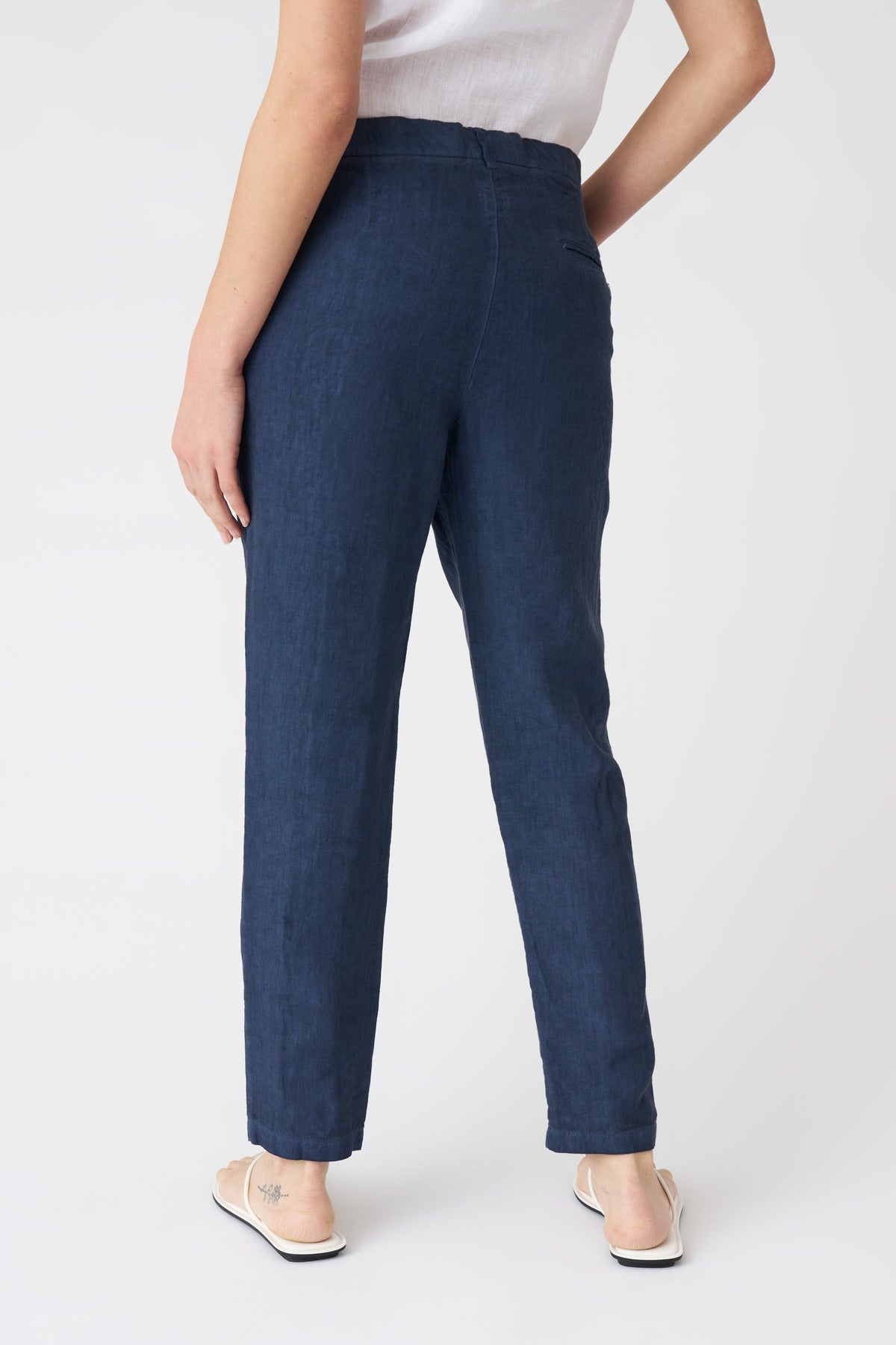 Women's Linen Drawstring Pants – Navy Fade, view 4