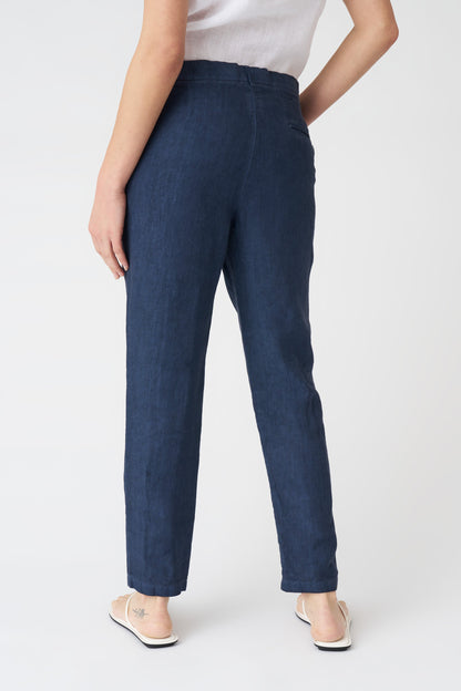 Women's Linen Drawstring Pants – Navy Fade, view 4