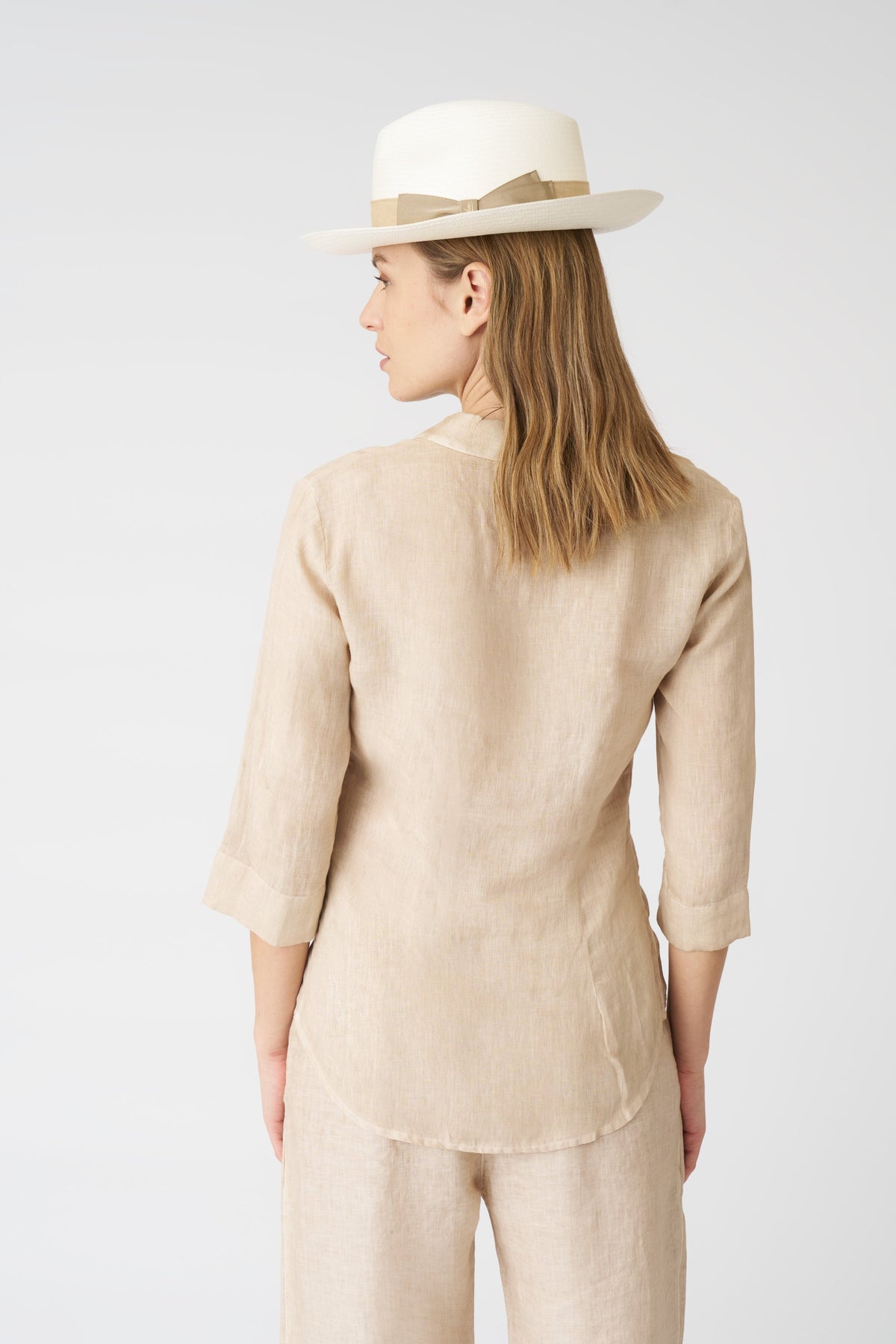 Women's Bria Linen Shirt – Beige Soft Fade, view 4