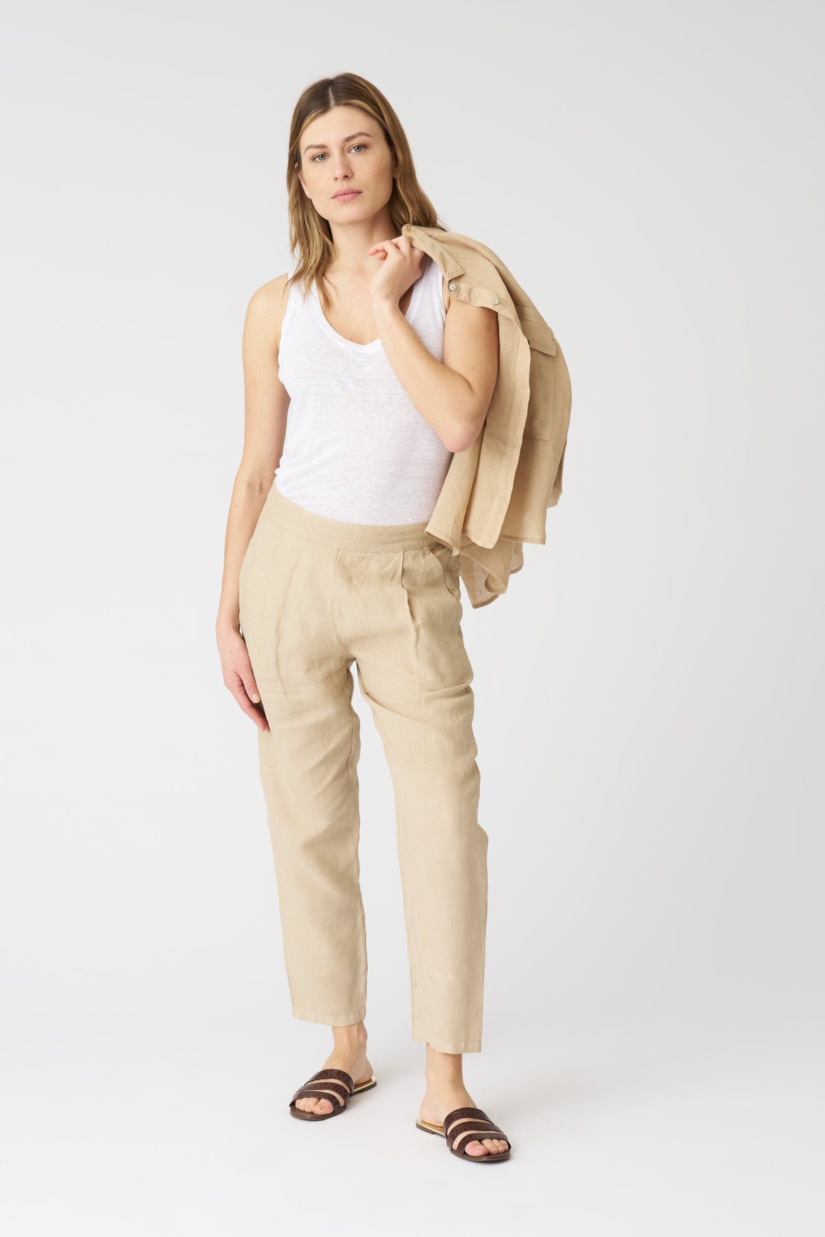 Women's Alessa Linen Pants – Almond, view 1