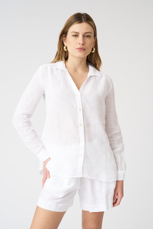 Women's Lily Linen Shirt – White, view 1