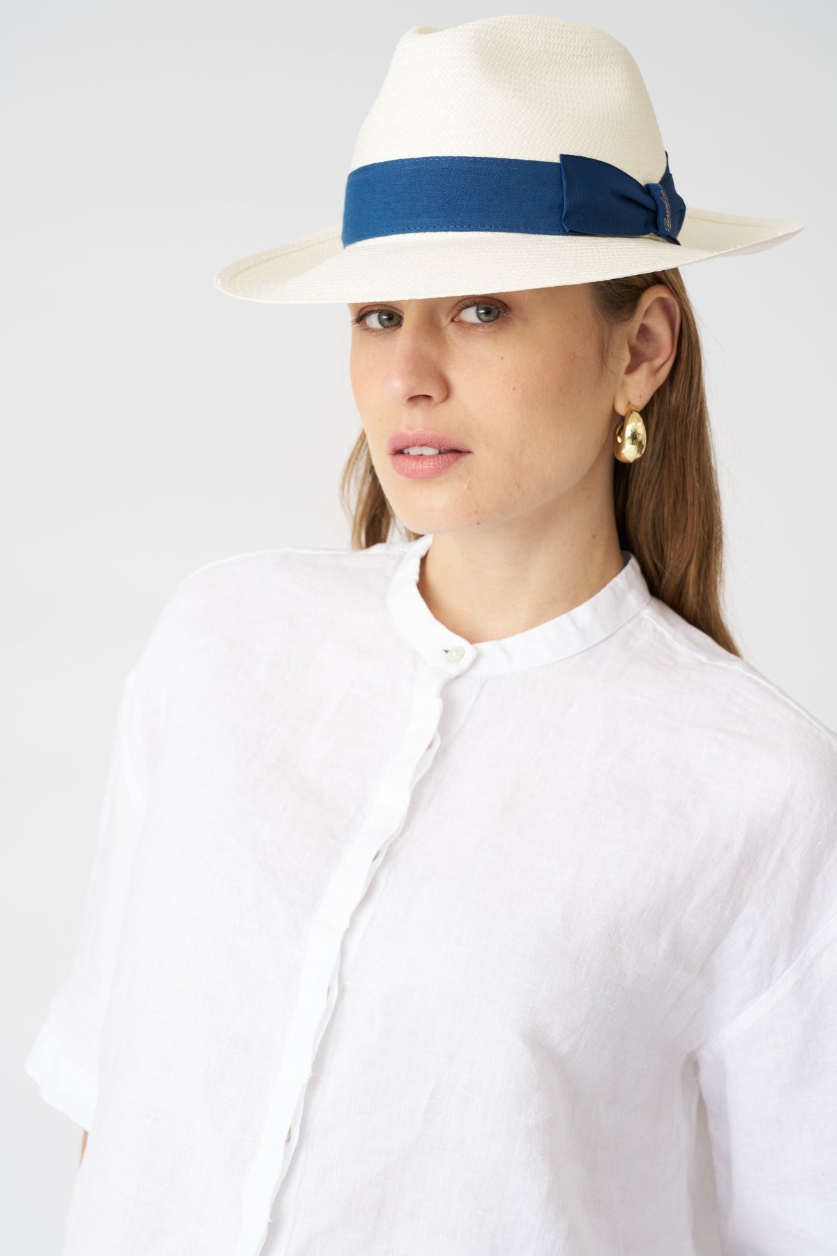 Women's Amedeo Panama Hat by Borsalino – Navy, view 3
