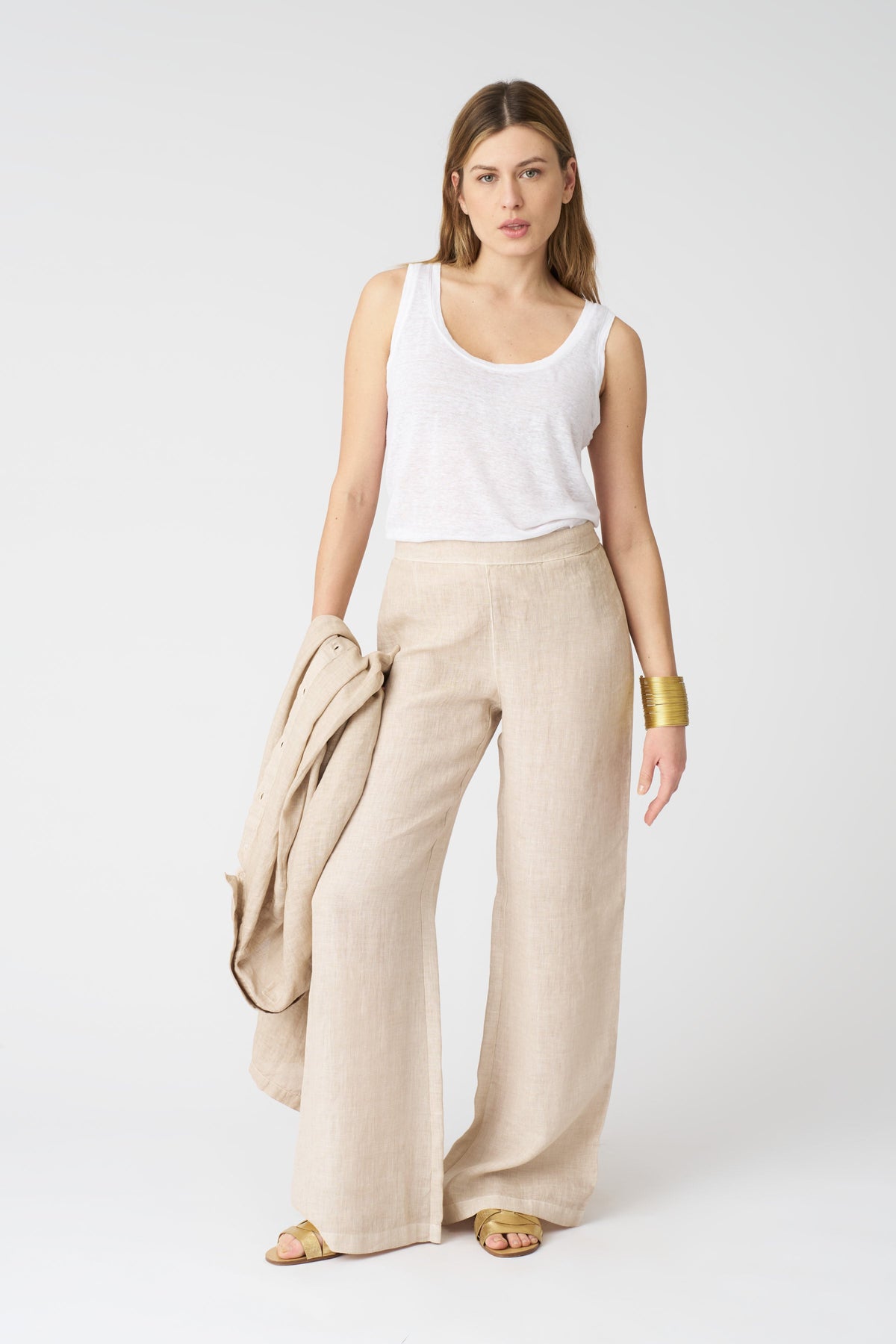 Women's Roma Linen Pants – Beige Soft Fade, view 1