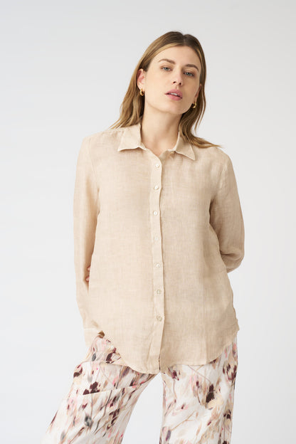 Women's Linen Regular-Fit Shirt – Beige Soft Fade, view 1