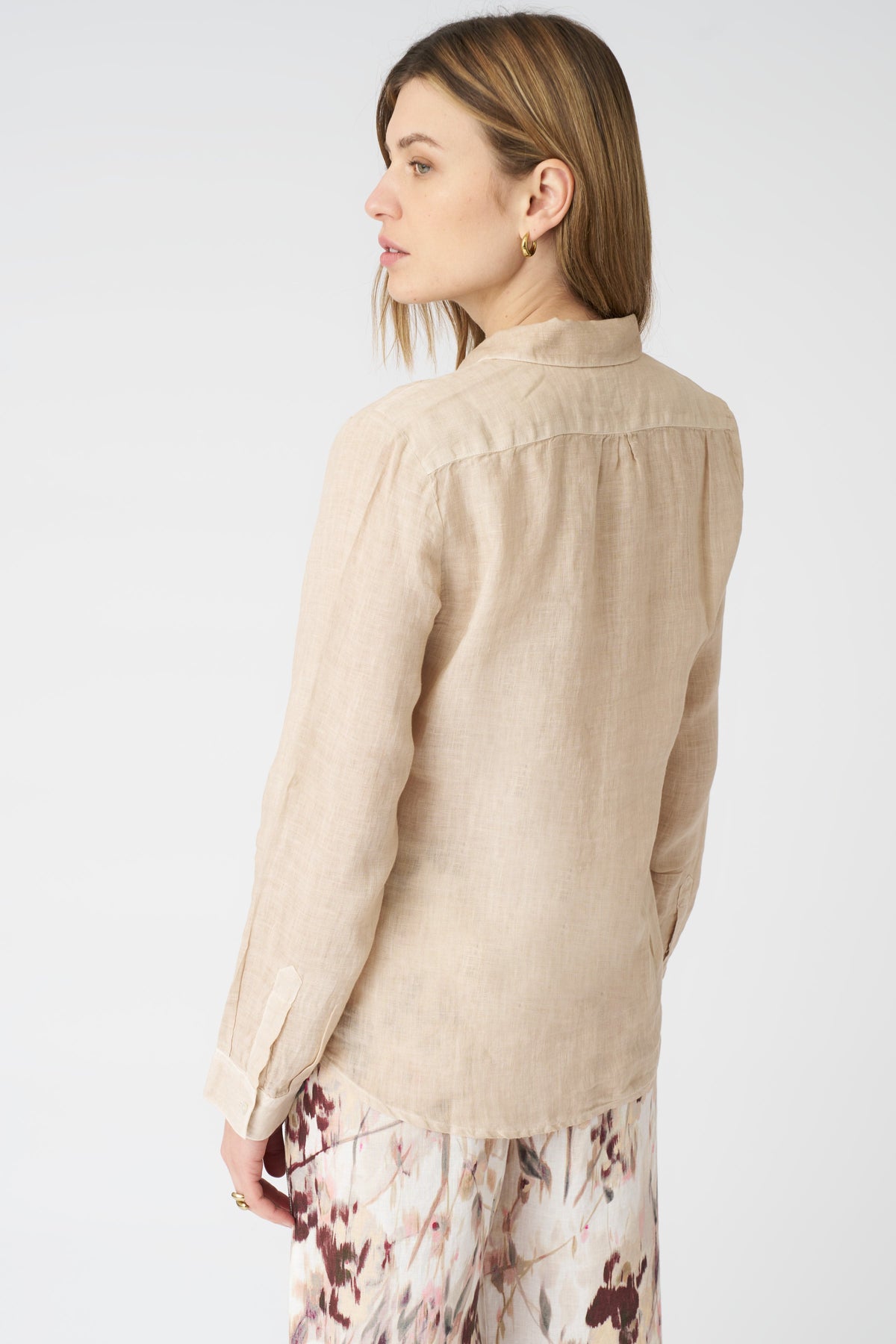 Women's Linen Regular-Fit Shirt – Beige Soft Fade, view 4