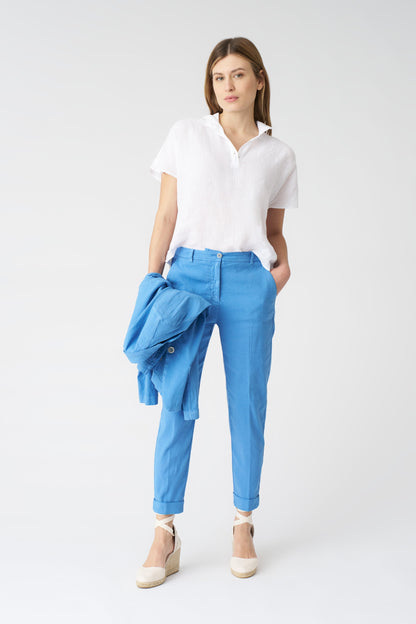 Women's Linen Chino Cropped Pants – Indigo, view 1