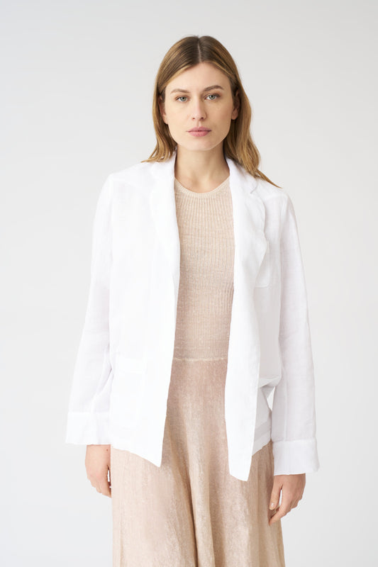Women's Linen Relaxed Blazer – White, view 1