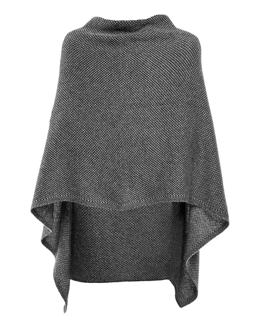Asymetric Poncho Cashmere Tow Color Black Made In Italy 1
