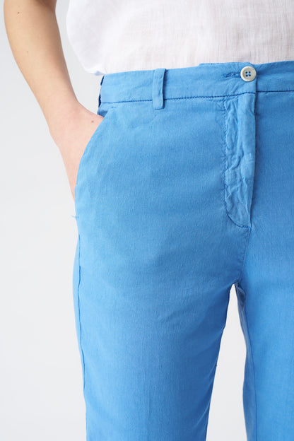 Women's Linen Chino Cropped Pants – Indigo, view 2