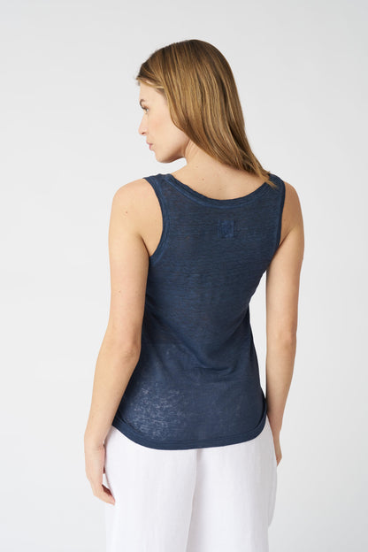 Women's Mila Linen Tank Top – Navy Fade, view 4