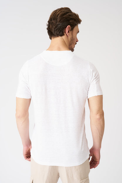Men's Linen Crewneck T-Shirt – White, view 4