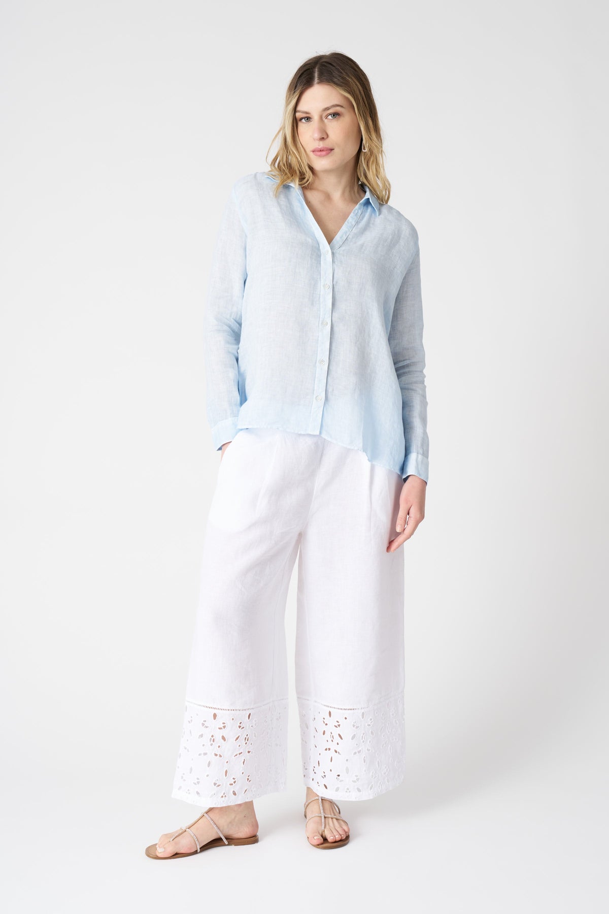 Women's Lily Linen Shirt – Sea Soft Fade, view 3