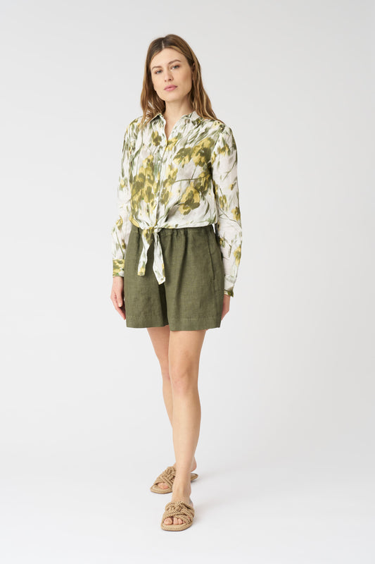 Women's High-Waist Linen Shorts – Caffe Soft Fade, view 1