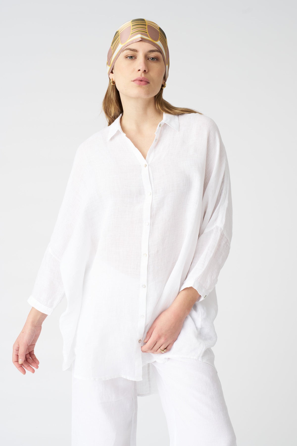 Women's Simona Linen Shirt – White, view 1