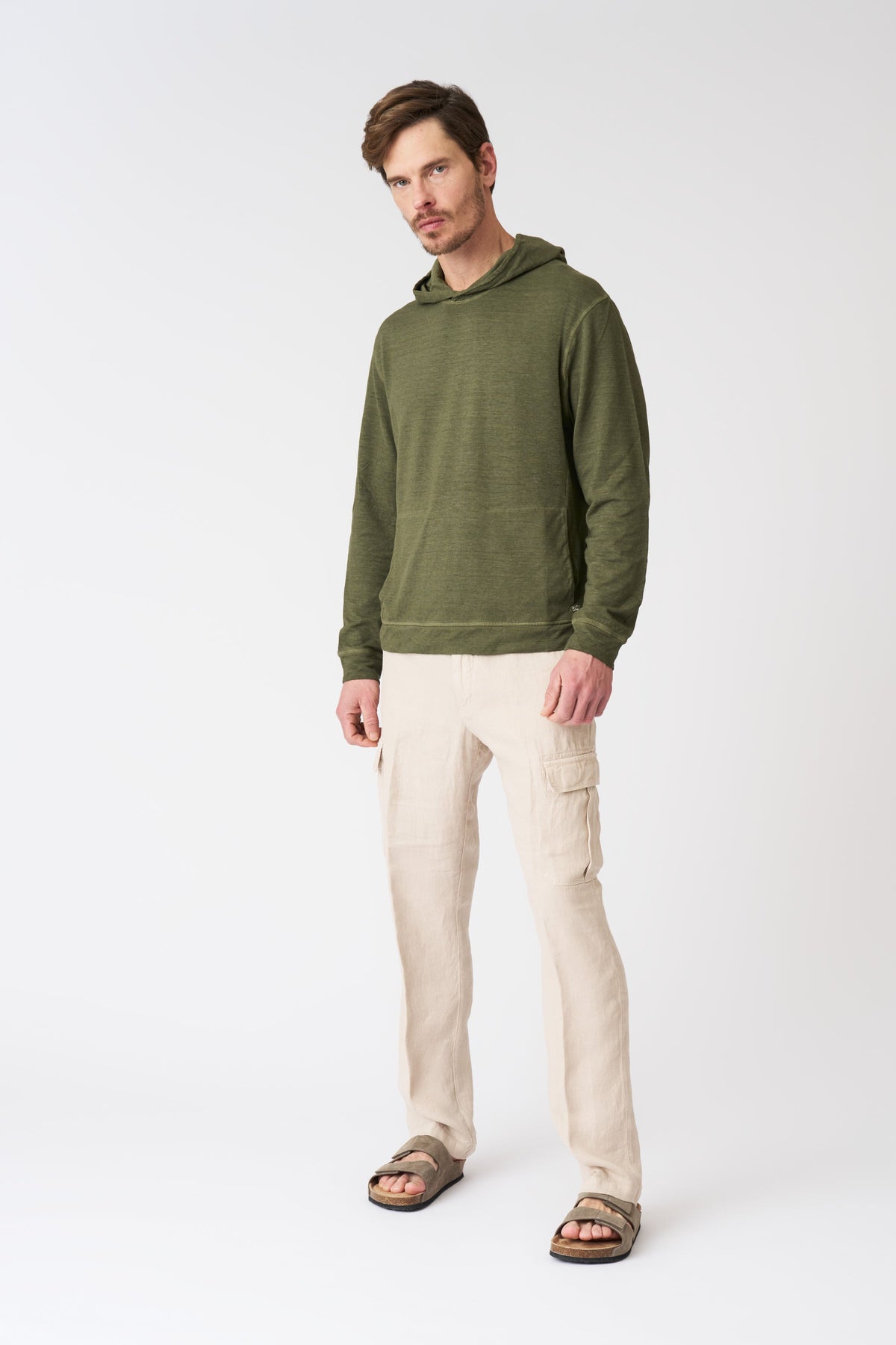Men's Linen Hoodie with Pocket – Caffe Soft Fade, view 3