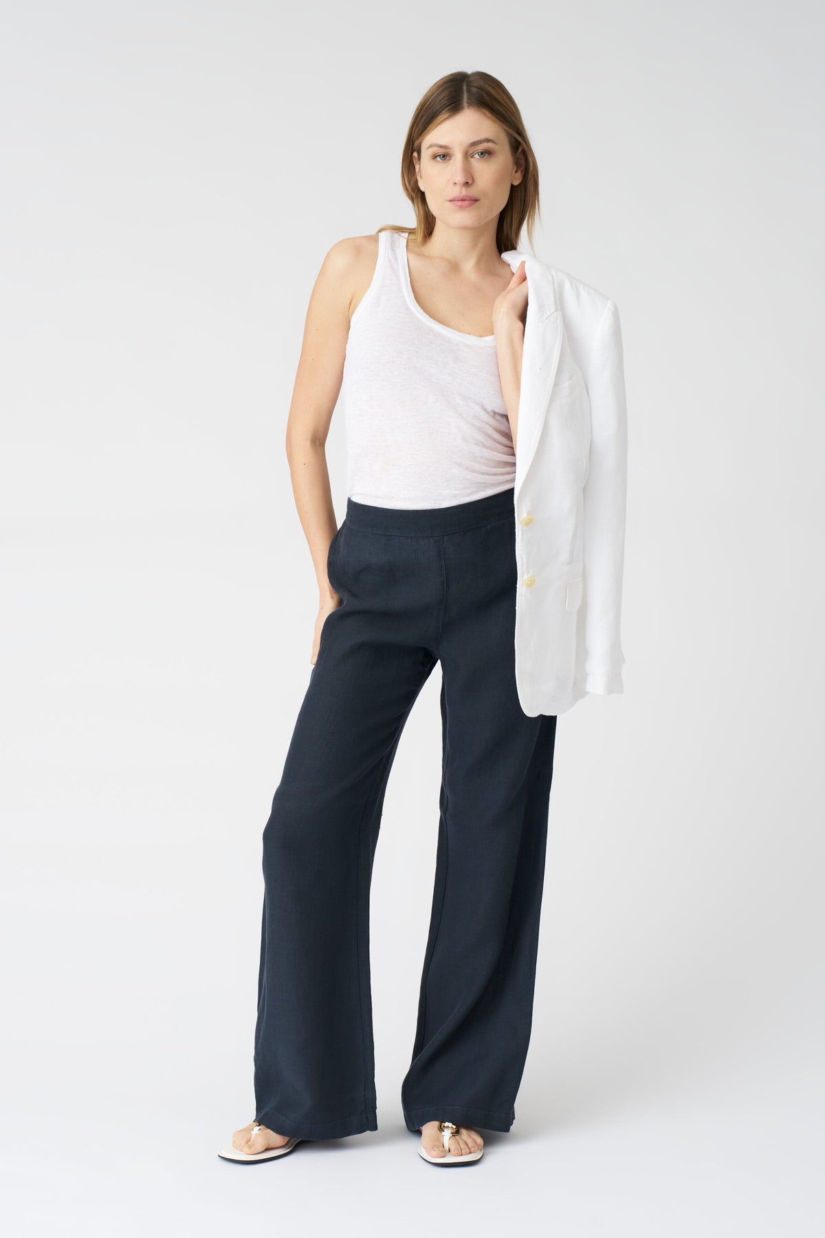 Women's Roma Linen Pants – Night Blue, view 1
