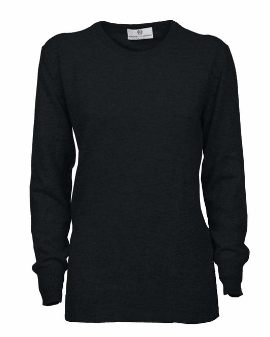 Women's Pure Cashmere Original Crew Neck Sweater Black Made In Italy1