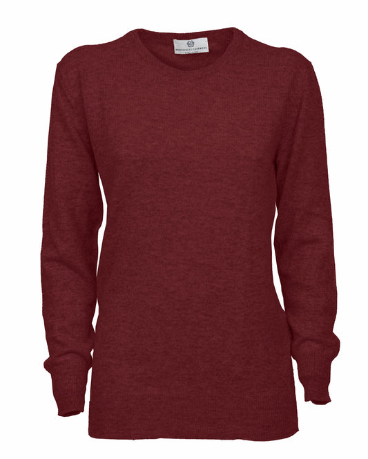 Women's Pure Cashmere Original Crew Neck Sweater Bordeaux Made In Italy1