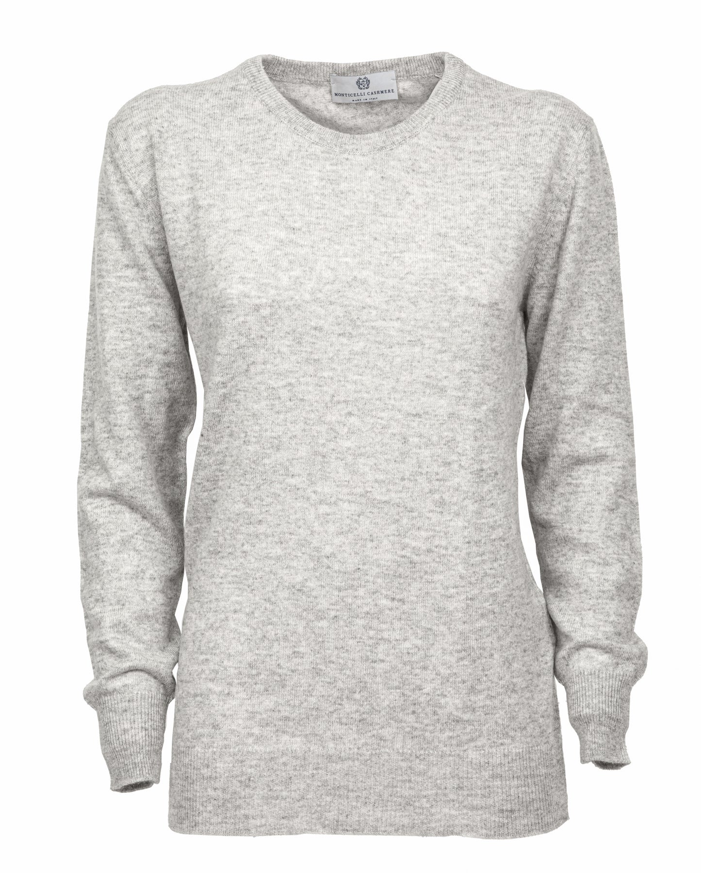 Women's Pure Cashmere Original Crew Neck Sweater Light Gray Made In Italy6