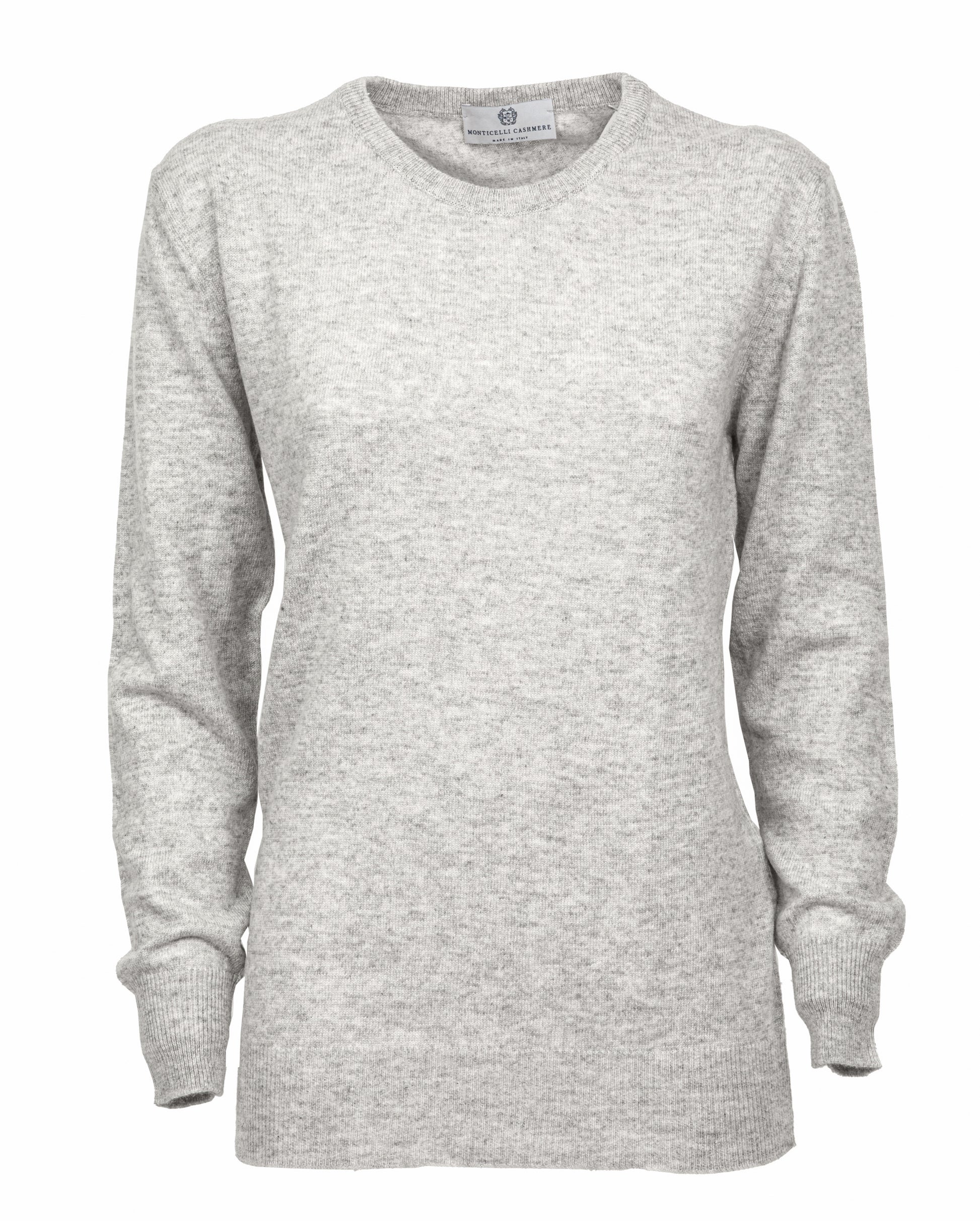Women's Pure Cashmere Original Crew Neck Sweater Light Gray Made In Italy6