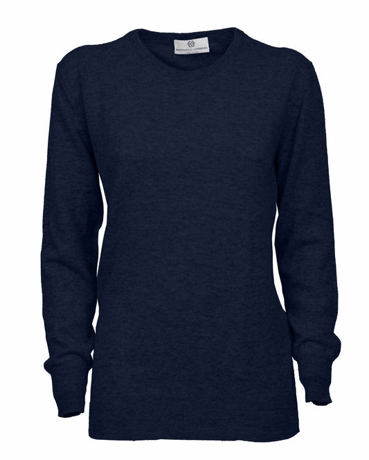 Women's Pure Cashmere Original Crew Neck Sweater Melange Blue Made In Italy1