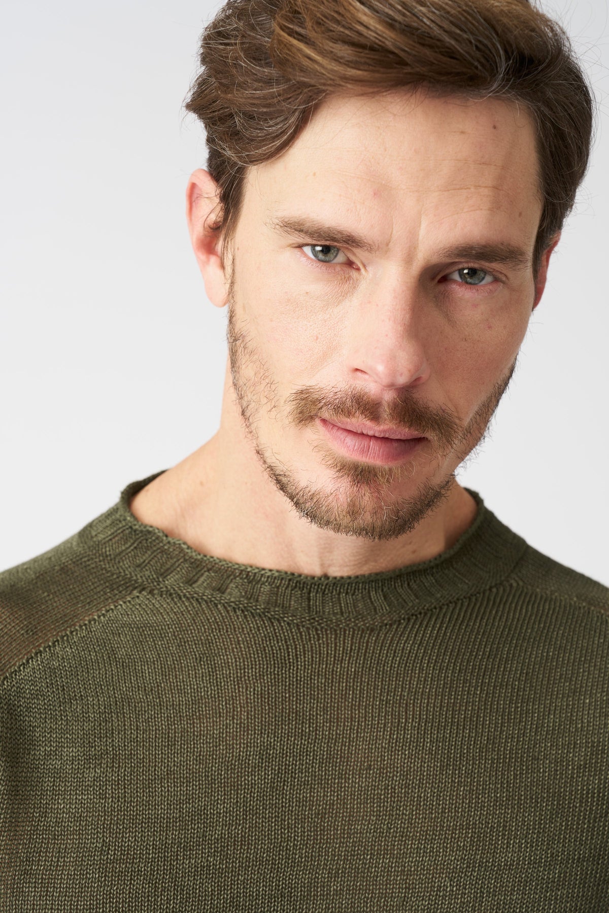 Men's Linen Crewneck Sweater – Caffe Soft Fade, view 2