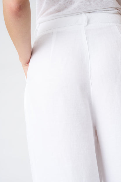 Women's Fluid Wide-Leg Linen Pants – White, view 2