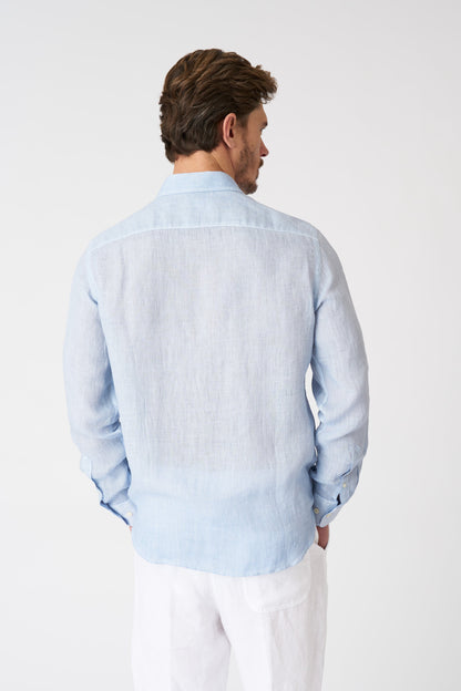 Men's Slim Fit Linen Shirt – Sea Soft Fade, view 4