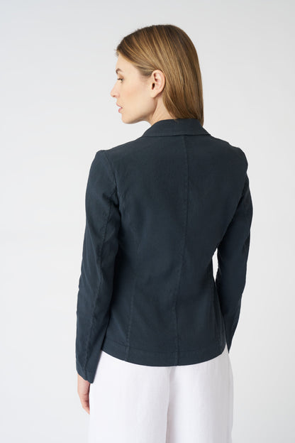 Women's Linen Fitted Blazer – Night Blue, view 4