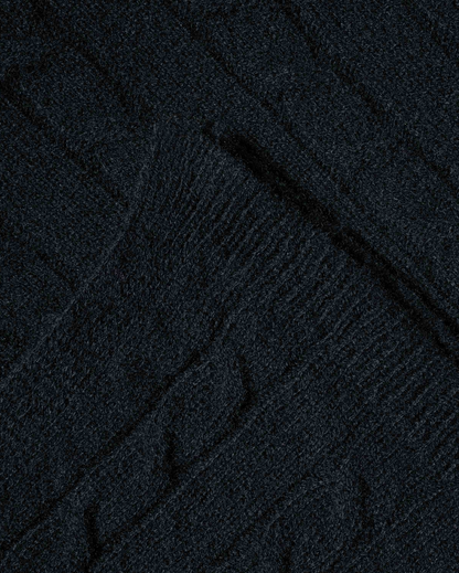 Monticelli Pure Cashmere Cable Knit Poncho Black Made In Italy 7
