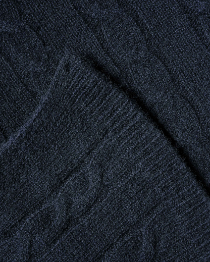 Monticelli Pure Cashmere Cable Knit Poncho Night Blue  Made In Italy 7