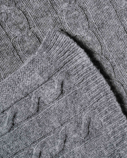 Monticelli Pure Cashmere Cable Knit Poncho Melange Gray  Made In Italy 8