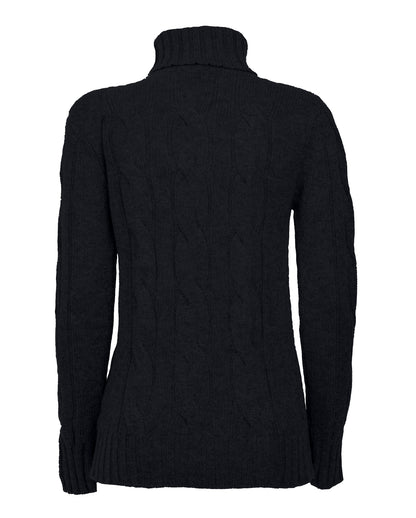 NEW FALL 24 - Women's Pure Cashmere Cable Knit Turtleneck Sweater Black