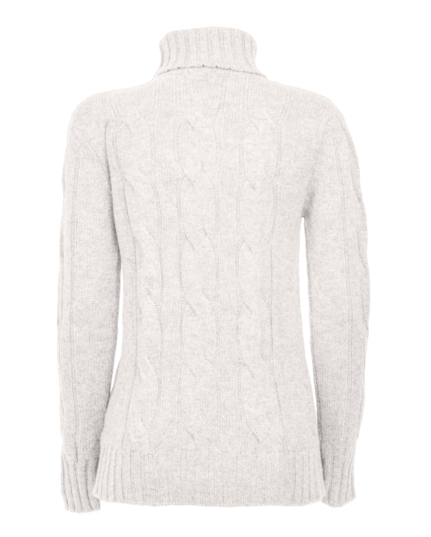 NEW FALL 24 - Women's Pure Cashmere Cable Knit Turtleneck Sweater Off White