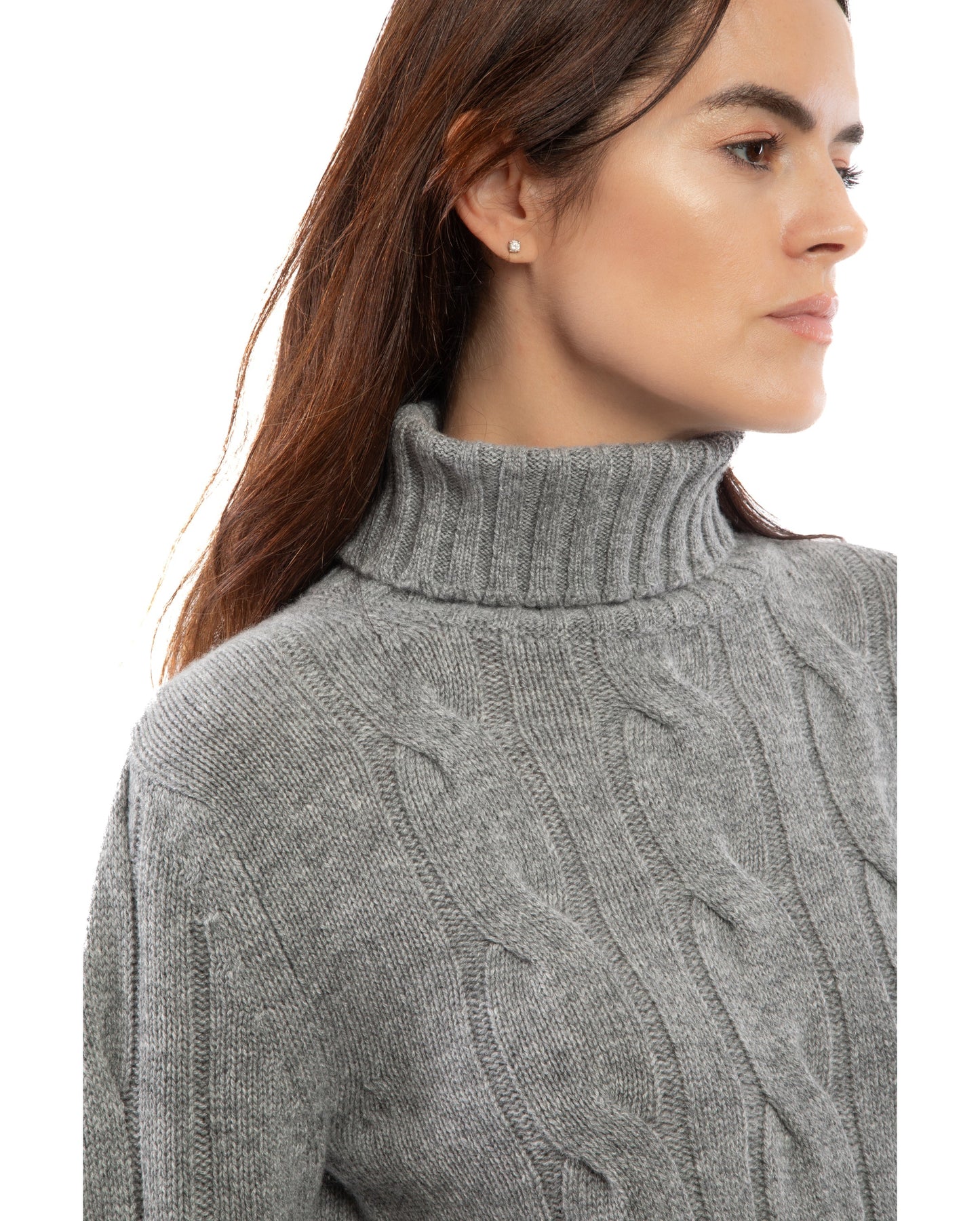 NEW FALL 24 - Women's Pure Cashmere Cable Knit Turtleneck Sweater Black