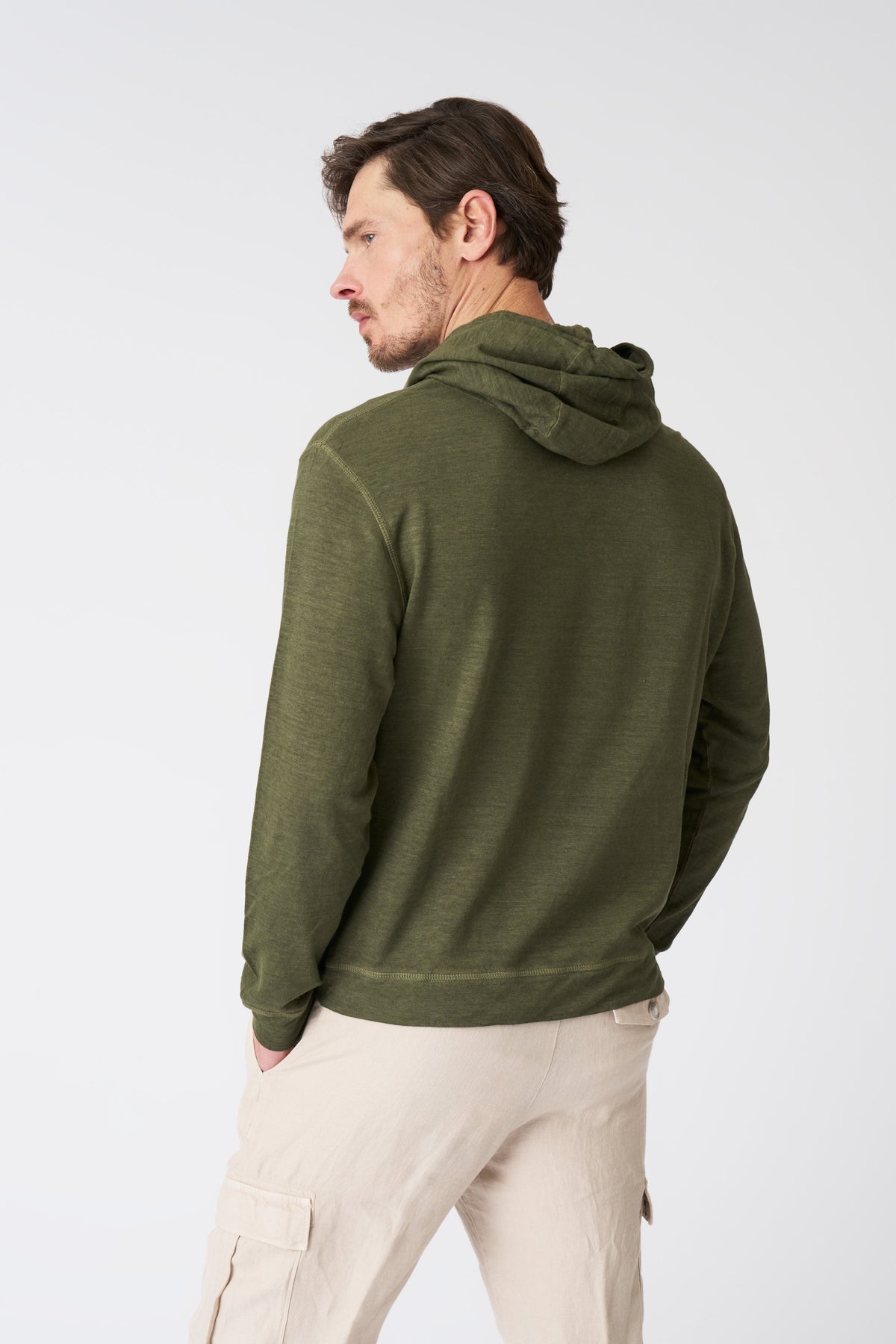 Men's Linen Hoodie with Pocket – Caffe Soft Fade, view 4