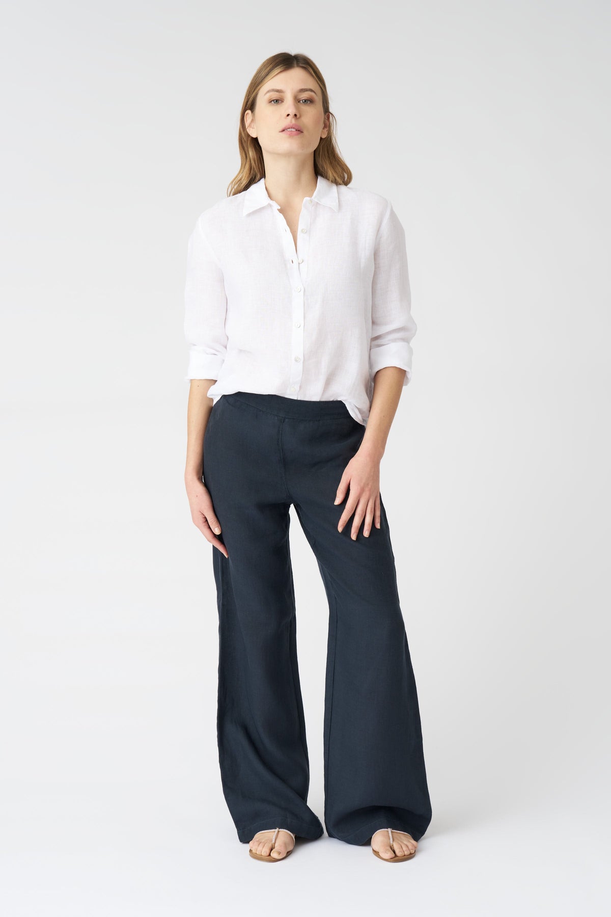 Women's Linen Regular-Fit Shirt – White, view 3
