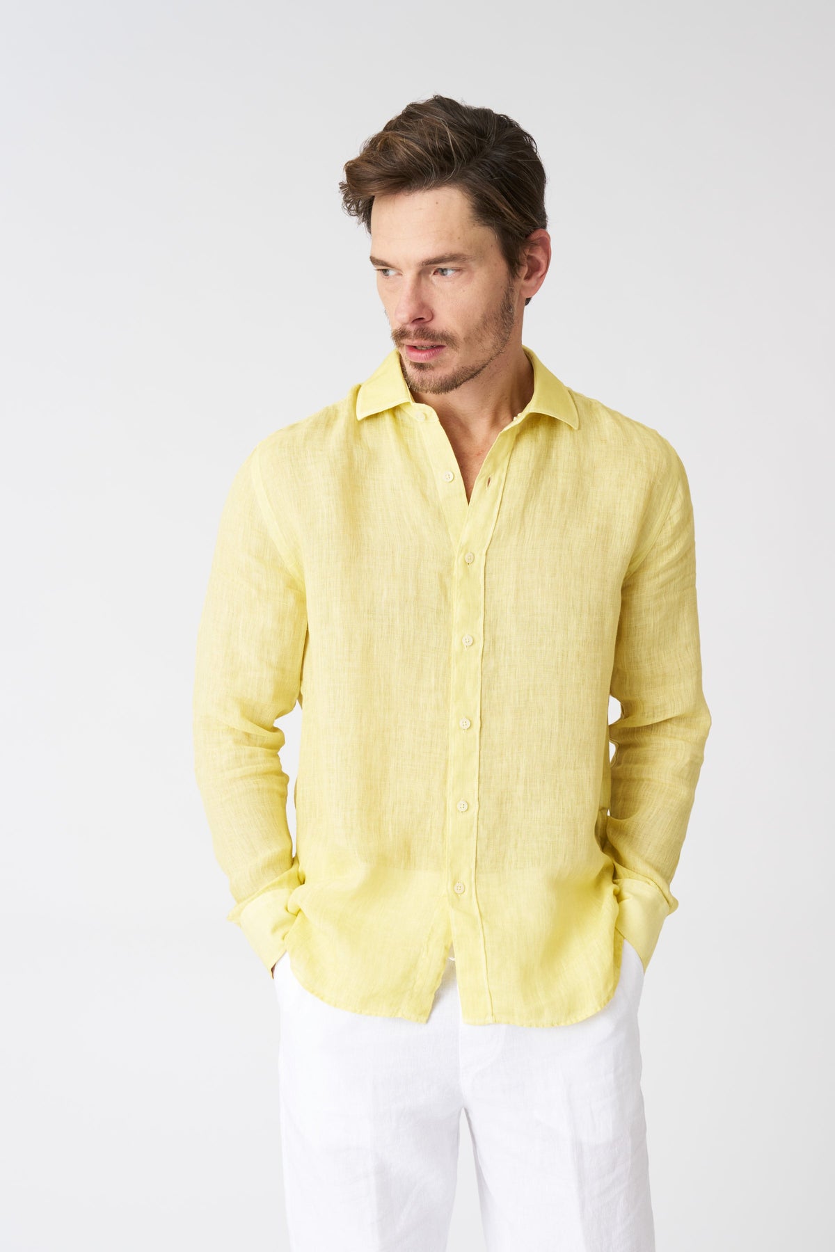 Men's Melange Slim Fit Linen Shirt – Sun Soft Fade, view 1