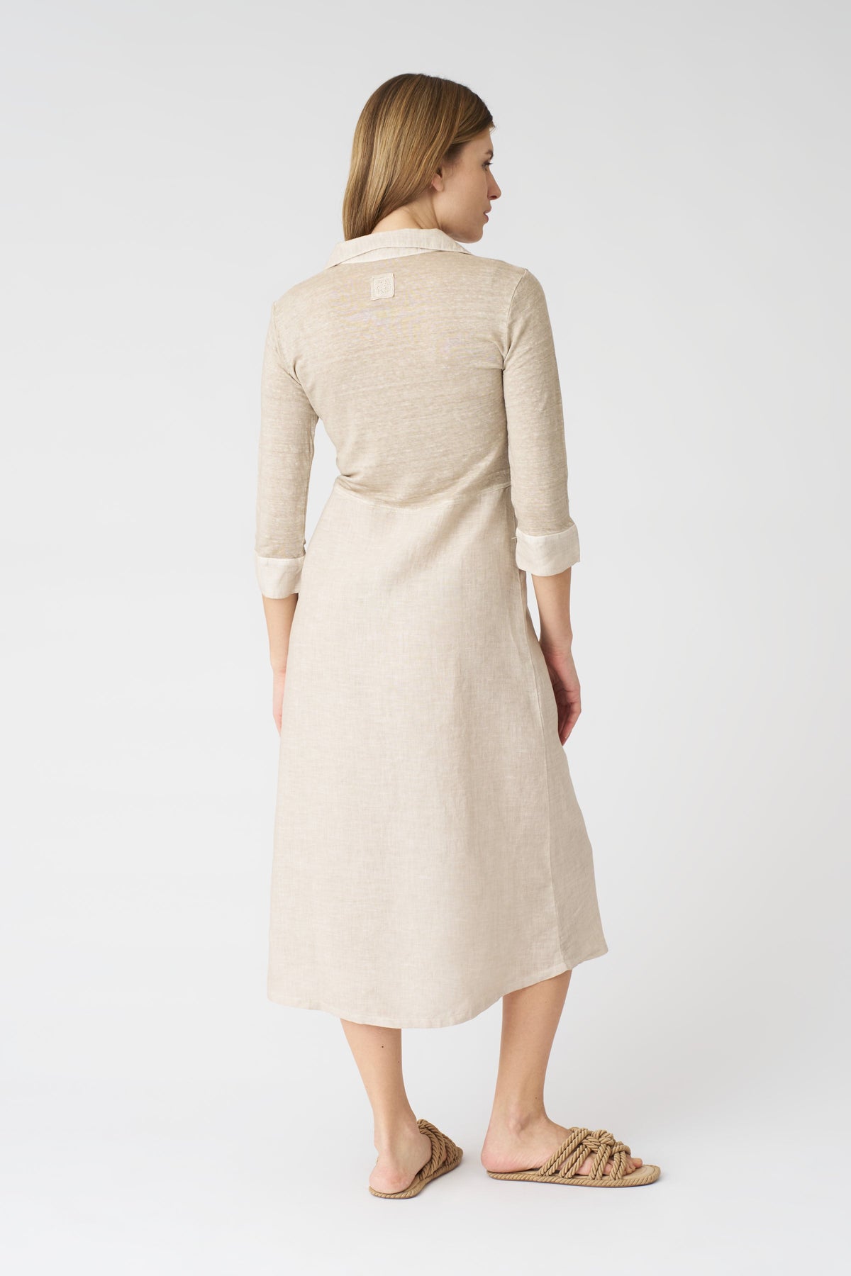 Women's 'Kat' Linen Shirt Dress – Beige Soft Fade, view 3
